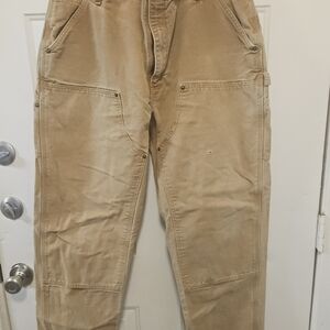 Vtg Carhartt B136 BRN Double Knee Men's Cargo Pants in Tan